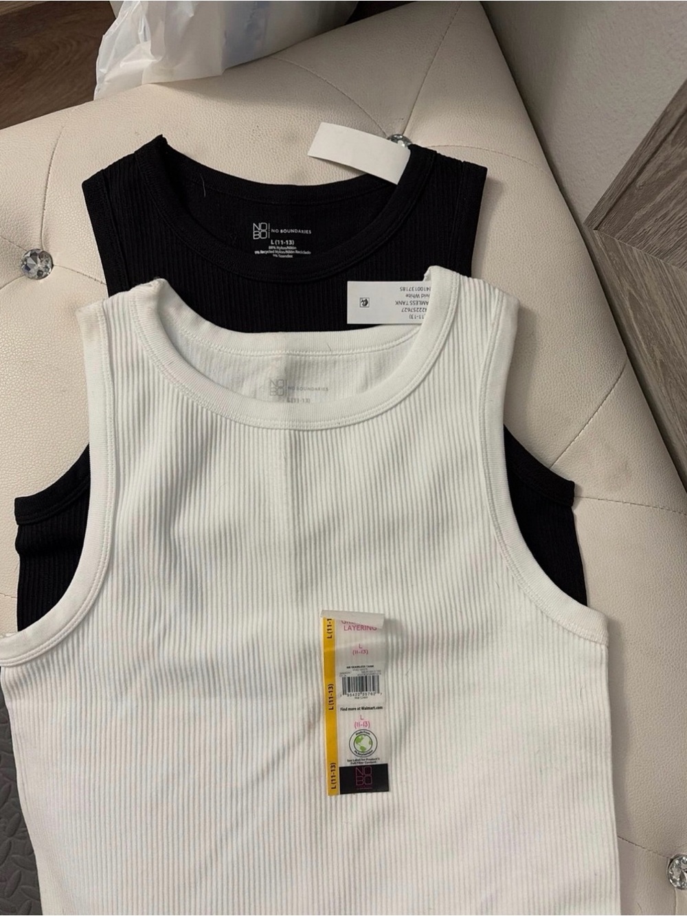 No boundaries seamless tank large white black - Picture 2 of 2